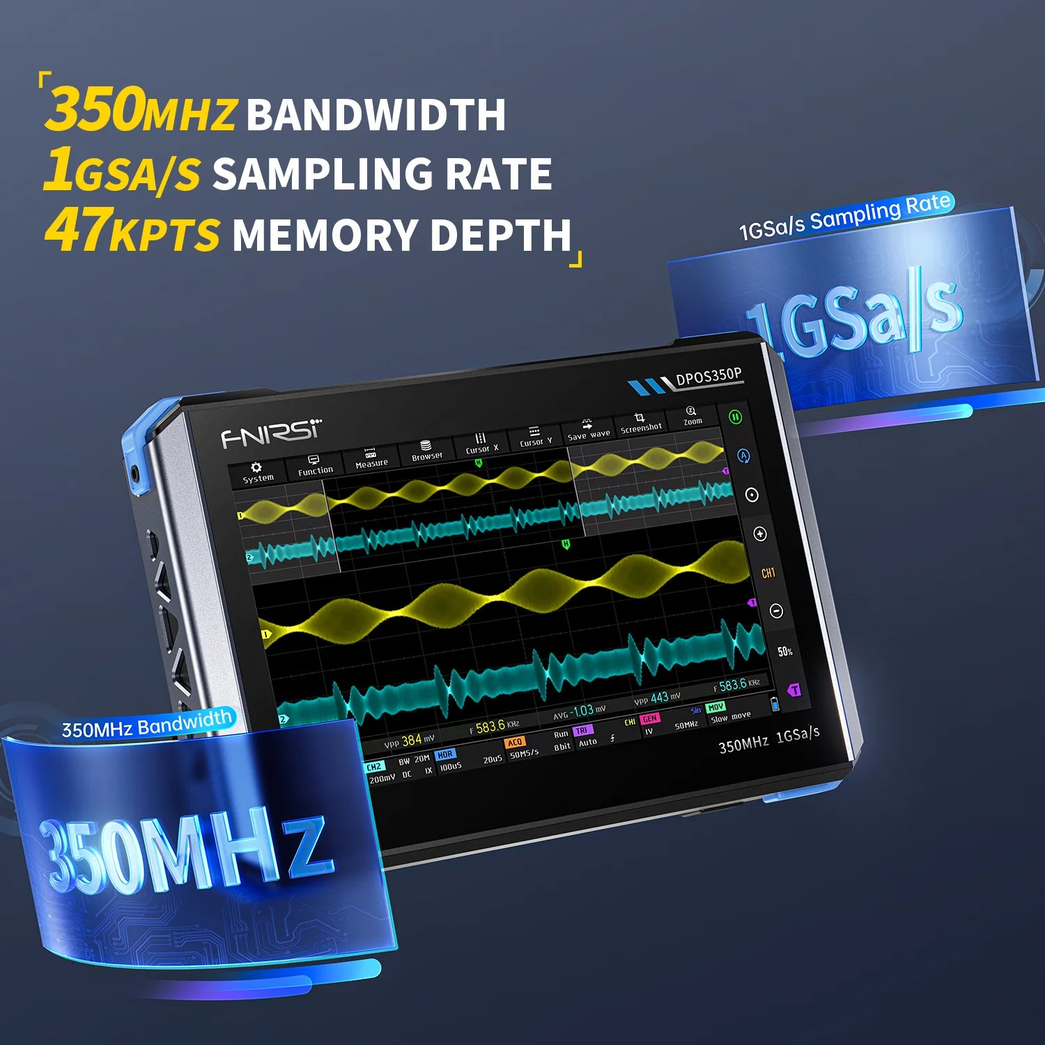 fnirsi_dpos350p_4-in-1_350mhz_1gsps_tablet_oscilloscope_signal_generator_spectrum_analyzer_frequency_response_analyzer_multifunction_devices_2